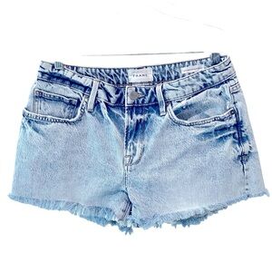 Frame Le Grand Garcon Cutoff Shorts Womens 26 Mid Rise Light Blue Denim